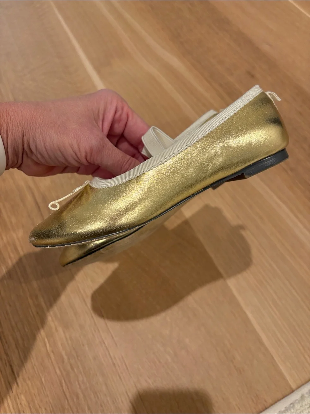 Crewcuts Metallic Gold Ballet Flats with White Trim